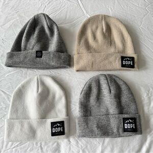 DOPE Snow Knit Beanie Pack in Gray, Beige, White